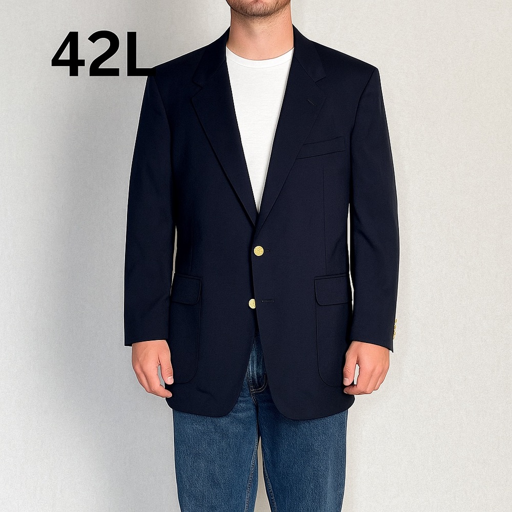 VTG Arnold Palmer Wool Navy Blazer Gold Buttons Size 42L Made In USA